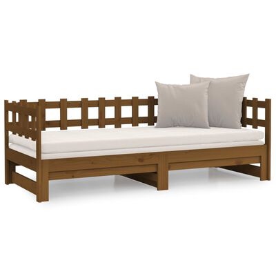 vidaXL izvelkama gulta, medus brūna, 2x(90x190) cm, priedes masīvkoks