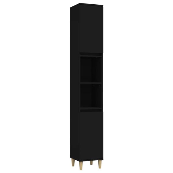 vidaXL vannasistabas skapis, melns, 30x30x190 cm, inženierijas koks