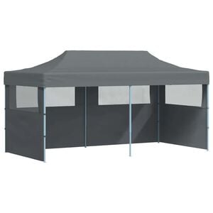 vidaXL saliekama svinību telts ar sānu sienām, antracītpelēka, 3x6 m