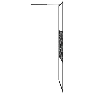 vidaXL dušas siena, 115x195 cm, ESG stikls, akmeņu dizains, melna