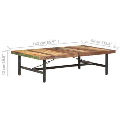 vidaXL kafijas galdiņš, 142x90x42 cm, pārstrādāts masīvkoks