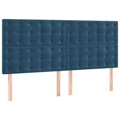 vidaXL gultas rāmis ar galvgali, tumši zils samts, 140x200 cm