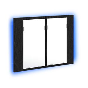 vidaXL Vannas istabas spoguļu skapis Melns ozolkoks 60 x 12 x 45 cm