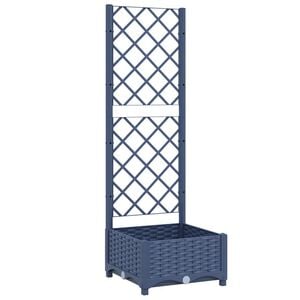 vidaXL dārza puķu kaste ar režģi, zili pelēka, 40x40x121,5 cm, polipropilēns (PP)
