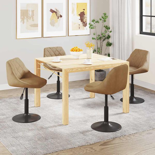 vidaXL grozāmi virtuves krēsli, 4 gab., brūns samts