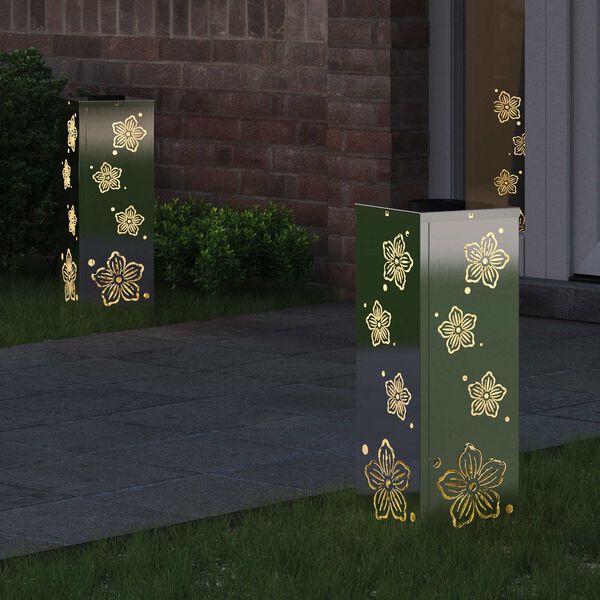 vidaXL Saules LED ceļa gaisma 2 pcs Nerūsējo&scaron;s tērauds