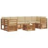vidaXL Āra dīvānu komplekts 8 pcs Dabisks un bē&scaron;s Cietā akācijas koks