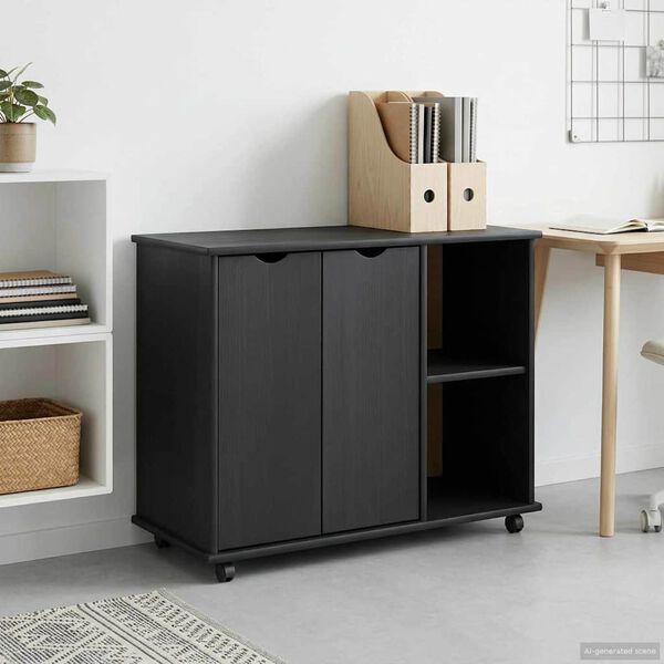 vidaXL Rito&scaron;ais skapis Pelēka 100 x 39 x 65,5 cm Cieta priede