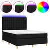 vidaXL atsperu gulta ar matraci, LED, melns audums, 140x200 cm