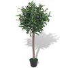 vidaXL mākslīgais augs, dižciltīgais laurs ar podiņu, 120 cm, zaļ&scaron;