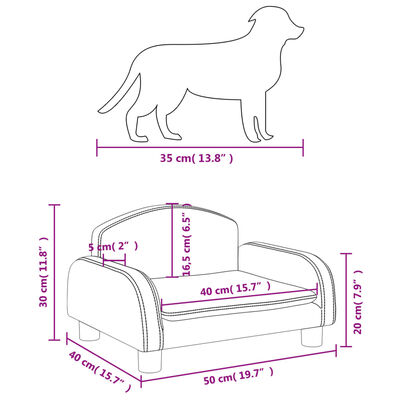 vidaXL gulta suņiem, brūna, 50x40x30 cm, audums