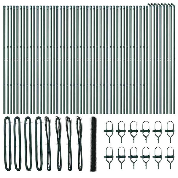 vidaXL Žoga āķis Zaļa 100 x 1,5 m (36 mm siets) Tērauds un PVC