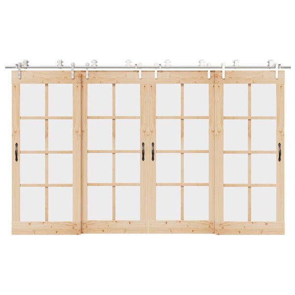 vidaXL bīdāmo durvju sistēma, 366 cm, nerūsējošs tērauds