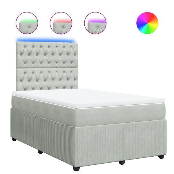 vidaXL atsperu gulta ar matraci, gai&scaron;i pelēka samts, 120x200 cm