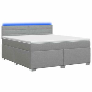vidaXL Kaste ar atsperēm un matraci ar LED Gai&scaron;i pelēka 140 x 200 cm