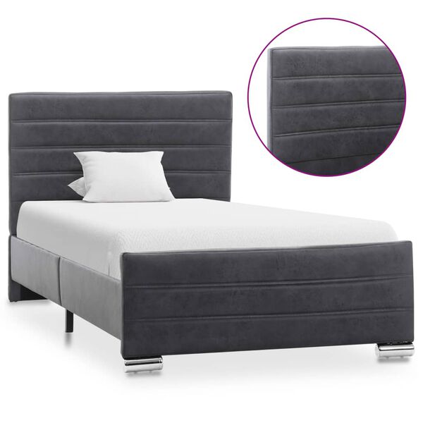 vidaXL gultas rāmis, pelēka mākslīgā zam&scaron;āda, 90x200 cm