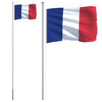 vidaXL Francijas karogs un masts, 6,23 m, alumīnijs