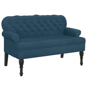 vidaXL sols ar atzveltni, zils, 119,5x64,5x75 cm, samts
