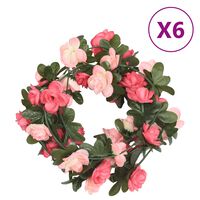 vidaXL mākslīgo ziedu vītnes, 6 gab., rozi, 240 cm