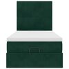 vidaXL Osmaņu gultas rāmis ar matračiem tumši zaļš 90x200cm samts