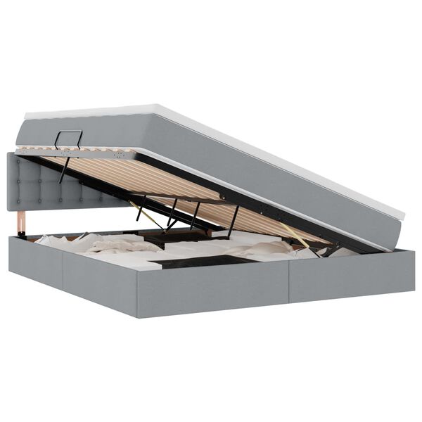 vidaXL Gulta ar uzglabā&scaron;anas vietu un matraci ar matraci Gai&scaron;i pelēks