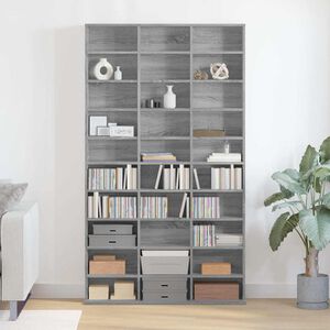 vidaXL CD plaukts, pelēcīga ozola, 102x23x177,5 cm, inženierijas koks
