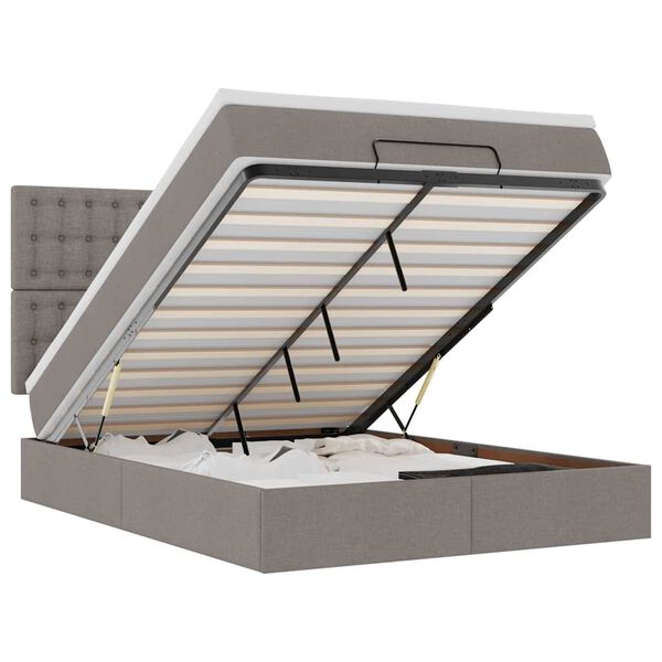 vidaXL Osmaņu gulta ar matraci un gaismas diodēm Taupē 140x200 cm