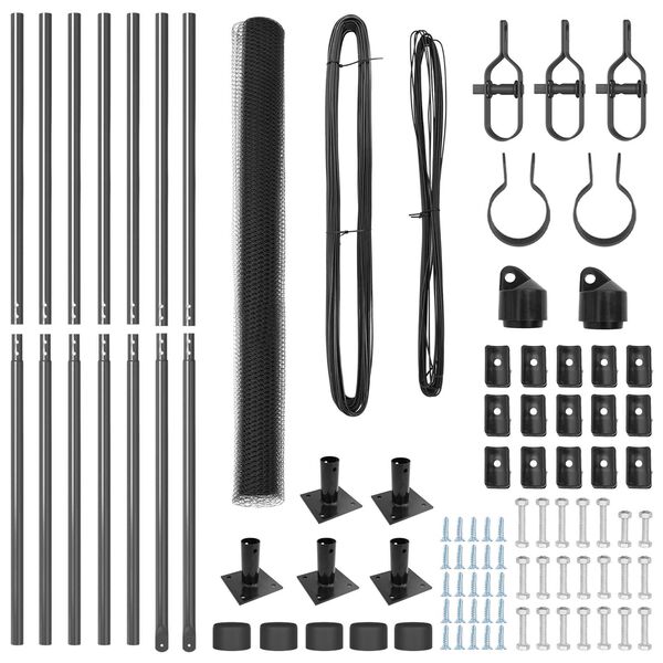 vidaXL Žoga āķis Pelēka 10 x 1,5 m (25 mm siets) Tērauds un PVC