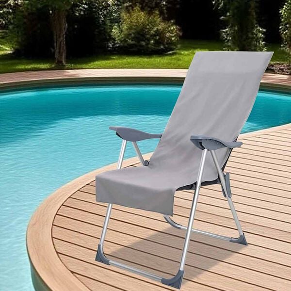 vidaXL Āra krēsla dvieļi 2 pcs Tum&scaron;i pelēka 130 x 60 cm