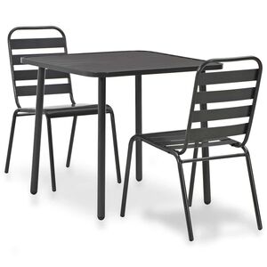 vidaXL 3-daļīgs bistro mēbeļu komplekts, tērauds, tum&scaron;i pelēks