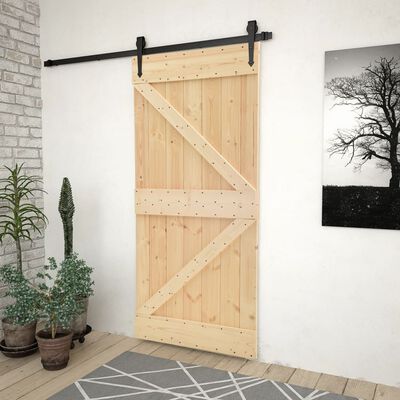 vidaXL bīdāmās durvis ar stiprinājumiem, 100x210 cm, priedes koks