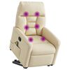 vidaXL masāžas krēsls, paceļams, atgāžams, krēmkrāsas audums