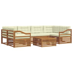 vidaXL Āra dīvānu komplekts ar spilvenu 7 pcs Dabisks un krējuma