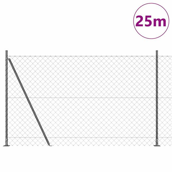vidaXL Žoga āķis Pelēka 25 x 1,6 m (60 x 60 mm acs) Tērauds un PVC