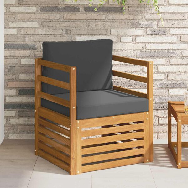 vidaXL Āra dīvānu komplekts Cieta akācijas koks un poliesters Dabiska