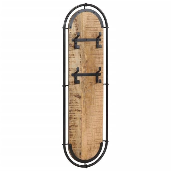 vidaXL sienas drēbju pakaramie ar 4 āķiem, 2 gab., mango masīvkoks