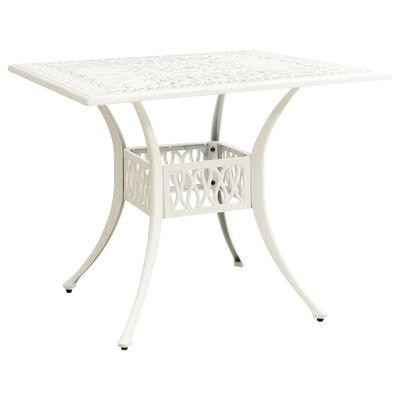 vidaXL dārza galds, balts, 90x90x73 cm, liets alumīnijs