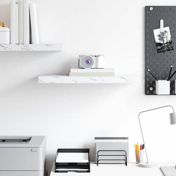 vidaXL Sienas plaukts Balts marmors 50 x 23 x 4 cm Inženierijas koks