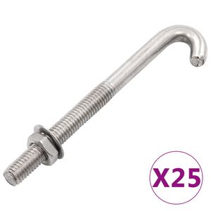vidaXL āķskrūve ar uzgriezni un paplāksni, M8x120 mm, 25 komplekti