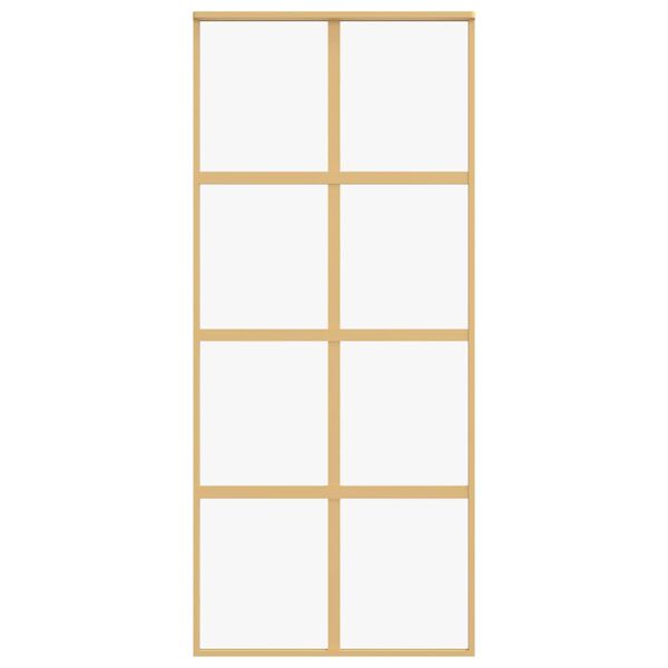 vidaXL bīdāmās durvis, zeltainas, 90x205 cm, ESG stikls un alumīnijs