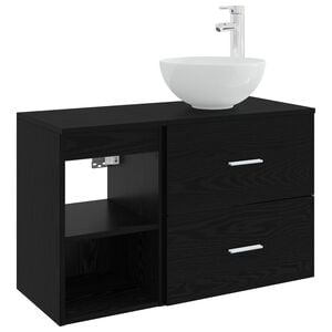 vidaXL Vannas istabas mēbeļu komplekts 2 pcs Melns ozols