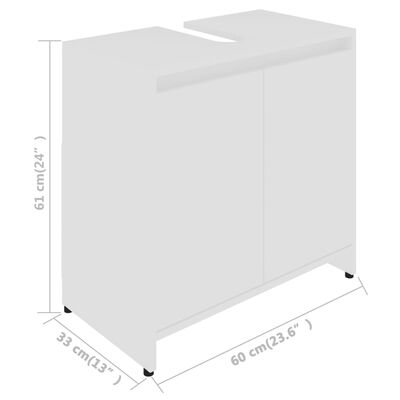 vidaXL vannasistabas skapītis, balts, 60x33x61 cm, skaidu plāksne