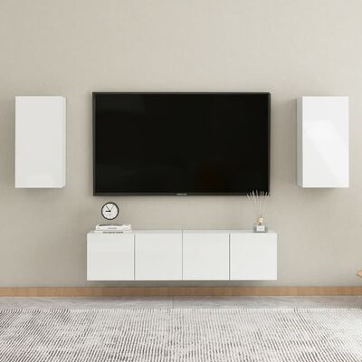vidaXL TV skapīši, 2 gb., 30,5x30x60 cm, spīdīgi balti, skaidu plāksne