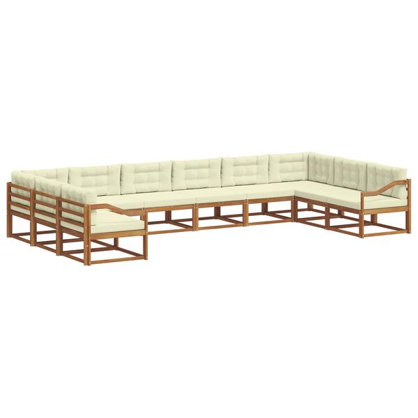 vidaXL Āra dīvānu komplekts ar spilvenu 10 pcs Dabisks un krējuma