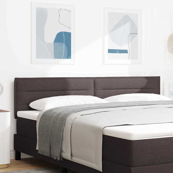 vidaXL LED gultas galva ar galvas klāju Tum&scaron;i brūna 180 cm Poliesters