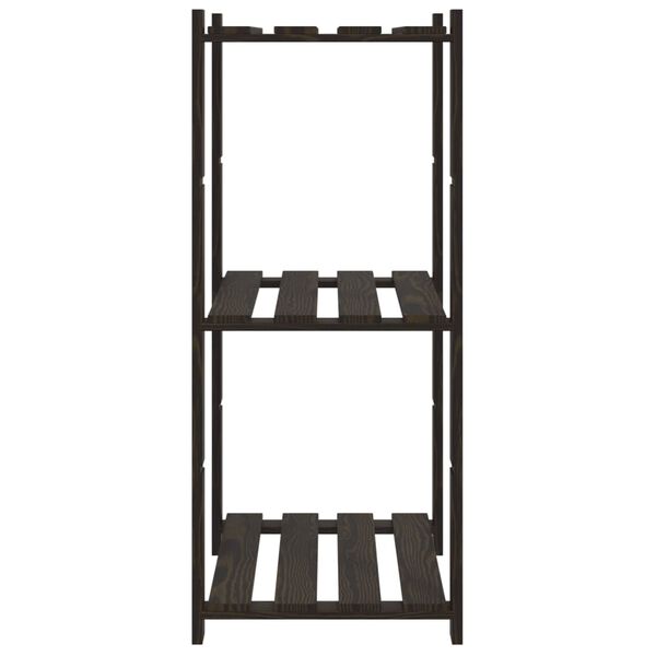 vidaXL 3-līmeņu glabāšanas plaukts, melns, 60x38x90 cm, priedes koks