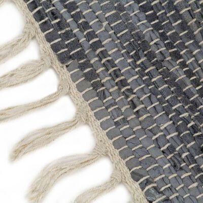 vidaXL Chindi paklājs, pelēks, 120x170 cm, pīts ar rokām, āda