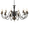 vidaXL lustra, antīki melna, 12 x E14 spuldzes