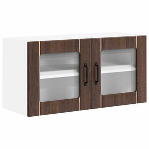 vidaXL Sienas stikla skapis LUCCA Brūns ozols 80 x 31 x 40 cm