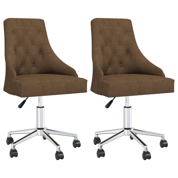 vidaXL grozāmi virtuves krēsli, 2 gab., brūns audums